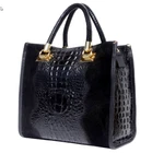 NWT: ITALIAN GENUINE LEATHER & SUEDE CROC-EMBOSSED BAG HANDBAG - MADE IN ITALY