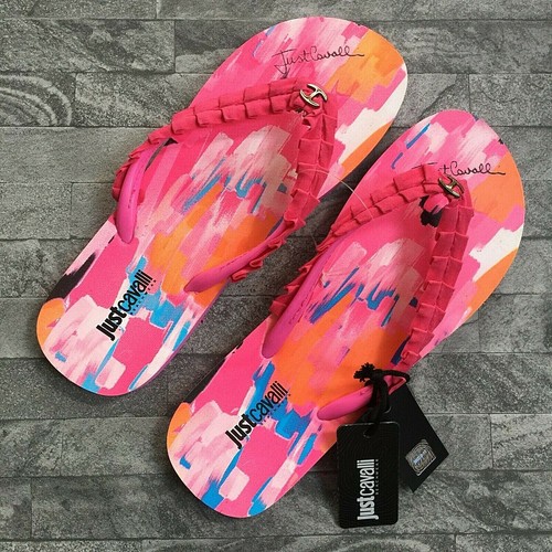 JUST CAVALLI PINK RUFFLE STRAP FLIP 