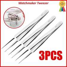 Set of 3 Watchmaker Mechanical Watch Repair & Jewelry Tweezers Disassembled