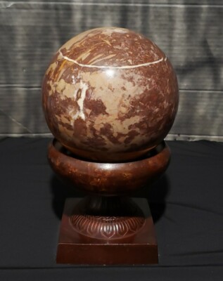 Natural Bamboo Jasper Sphere Stone  Ball & Metal Base Home Decor 10.6 LB  6''