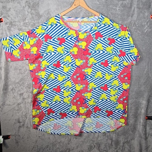 Lularoe Irma Shirt Womens 3XL Multicolor Geomet Disney Mickey Mouse Hi-Lo Tunic