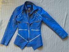 Sourock Leather Product Women’s Denim Zipper Zip Up Jacket Cosplay Size Xs
