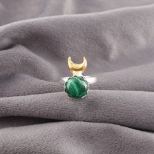 Natural Malachite Gemstone 925 Sterling Silver Jewelry Handmade Ring For Women
