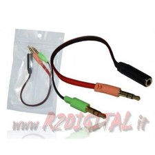 AUDIO ADAPTER CABLE JACK 2 MALE 3.5mm 1 FEMALE 3.5mm EXTENSION HEADPHONES