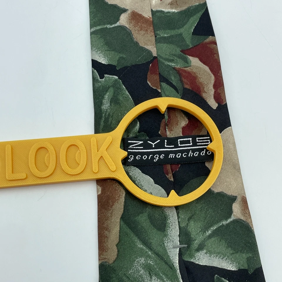 Corbata floral de seda italiana ZYLOS GEORGE MACHADO vintage para hombre 3,5"x57" hecha en EE. UU. Foto 3 de 4