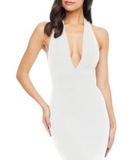 Dress The Population Camden White Long Evening Gown XS Mermaid Halter Wedding