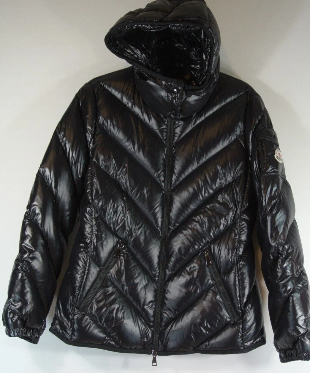 NUOVO Moncler Brouel Chevron Puffer Jacket in nero TG 3 #DC145