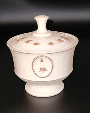 Signed Vtg '80 Westmoreland Almond Milk Glass Candy Dish Hand Painted C McClain