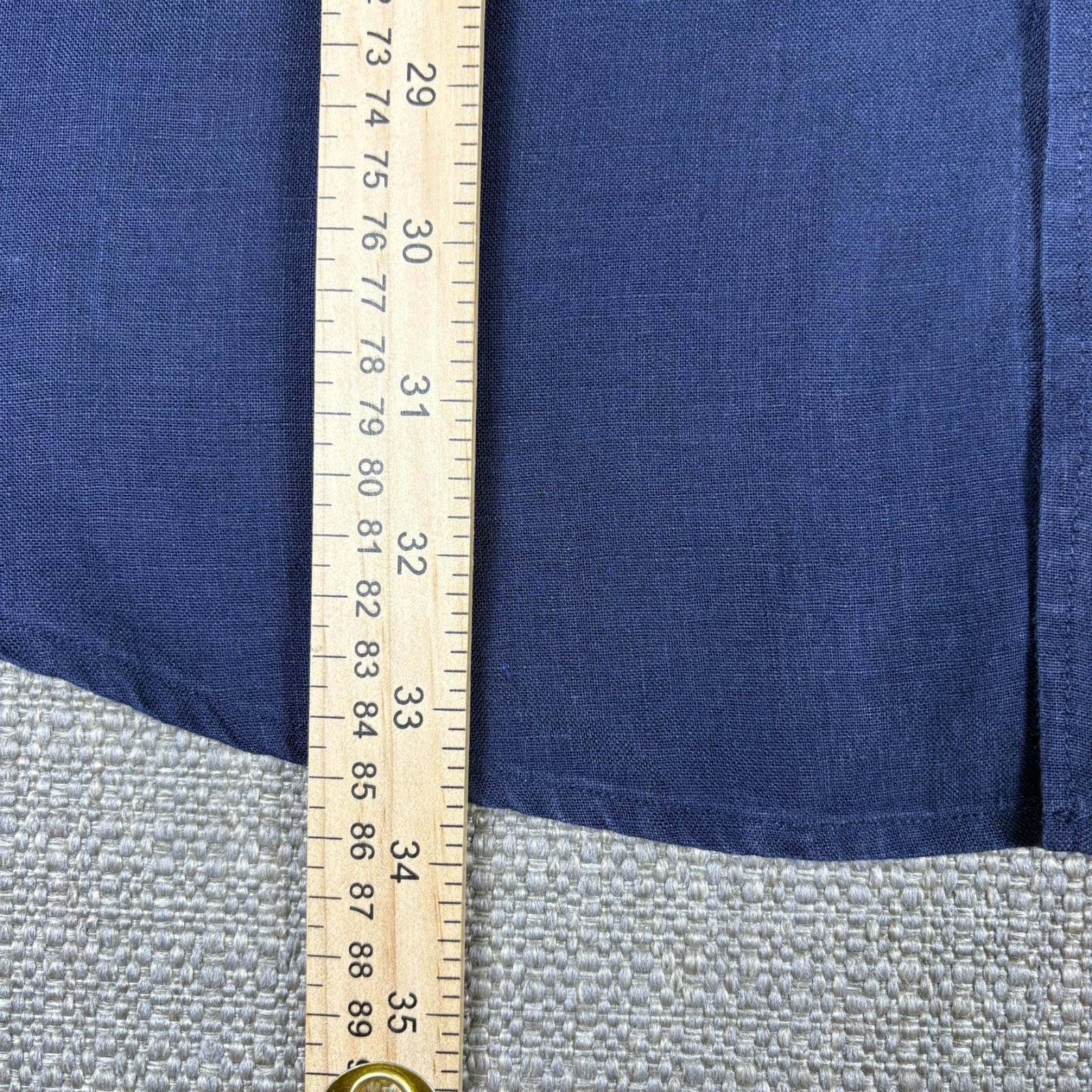 Oak Hill Men's Shirt 2XL 2XB Long Sleeve 100% Linen Blue Solid Blue Relaxed Fit