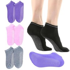 4 Pair Women Non Slip Grip Socks with Grips Sticky for Yoga,Pilates,Barre H A1J2
