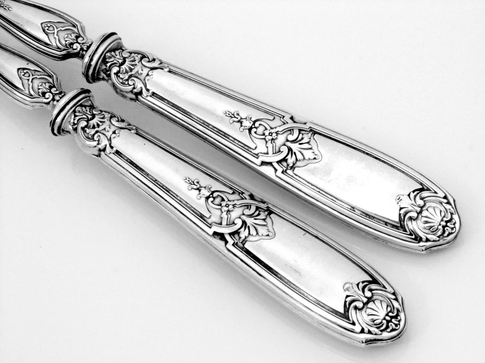 Juego de servir ensaladas francesas de plata de ley de 2 piezas, caja original, Regencia Foto 4 de 4