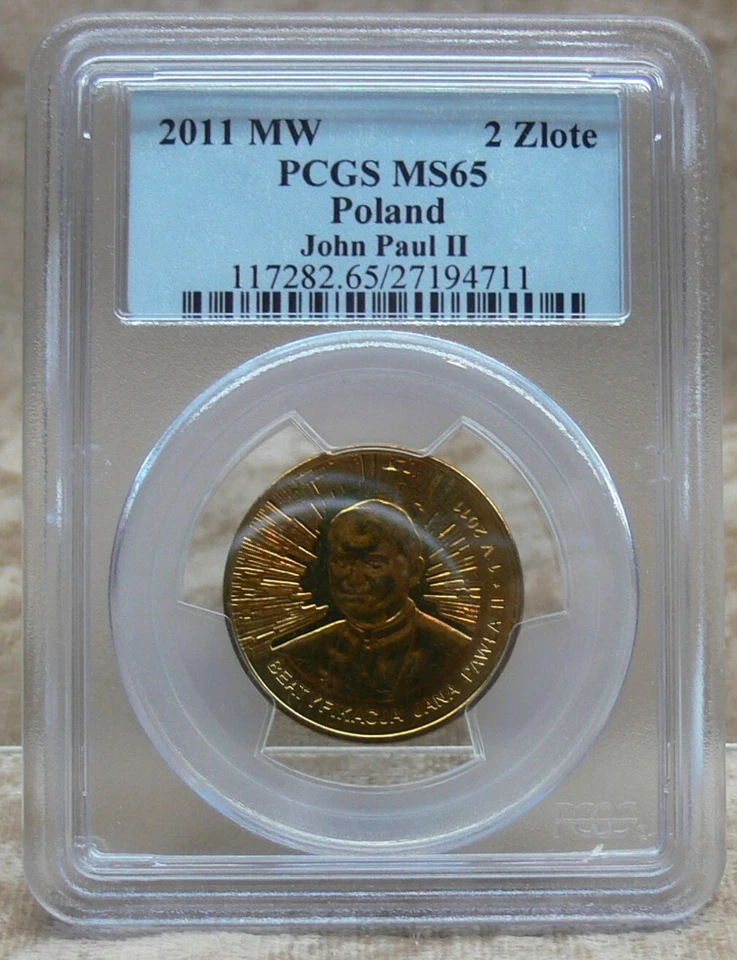 2011 MW 2 Zlote Poland PCGS MS65 John Paul II  Beatification - Image 3 of 4