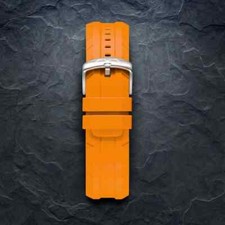 Luminous Silicone Watch Strap 24mm, Glows in the Dark,Silver Buckle -Orange Band