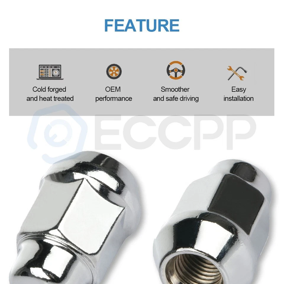 20 tuercas hexagonales cromadas 7/16-20 abultadas bellota 3/4 (19 mm) para Chevy Corvette Impala Foto 3 de 4