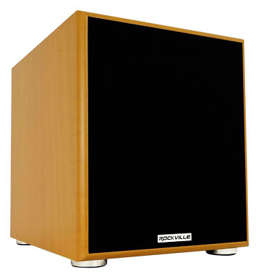 Rockville Rock Shaker 10'' Inch Wood 600w Powered Home Theater Subwoofer Sub