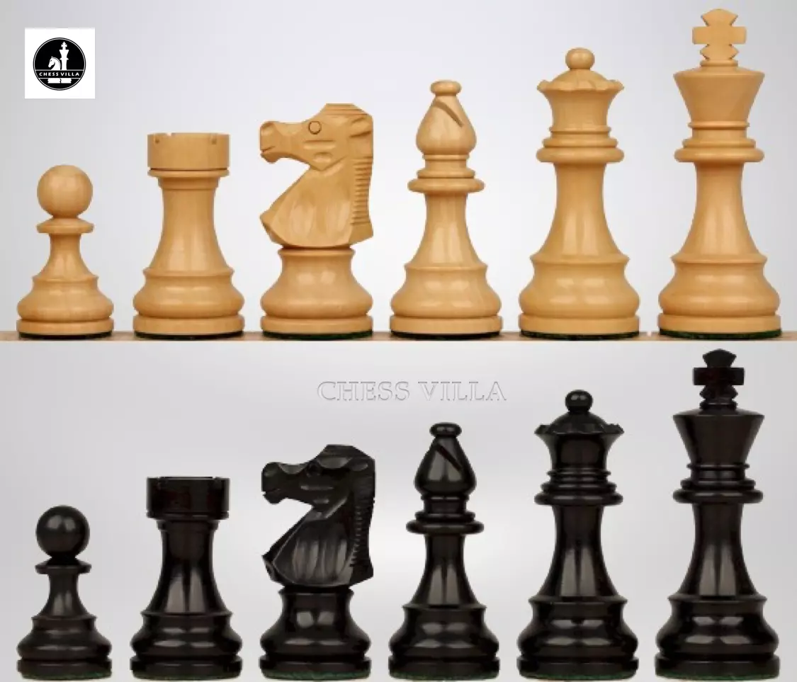 Repro 1890 French Lardy Staunton Chess Pieces Only Set – Ebonised & Boxwood