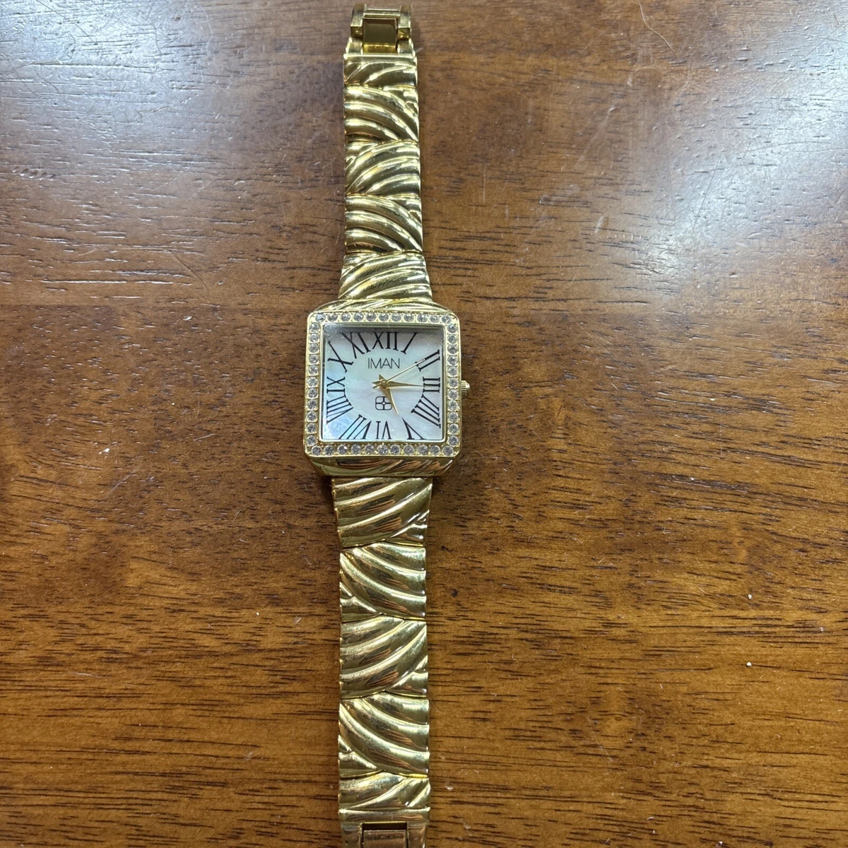 Joy & Iman Brown Dial Gold-Tone Square Pendant Quartz Watch IMAN Wristwatches for sale | eBay main image 3