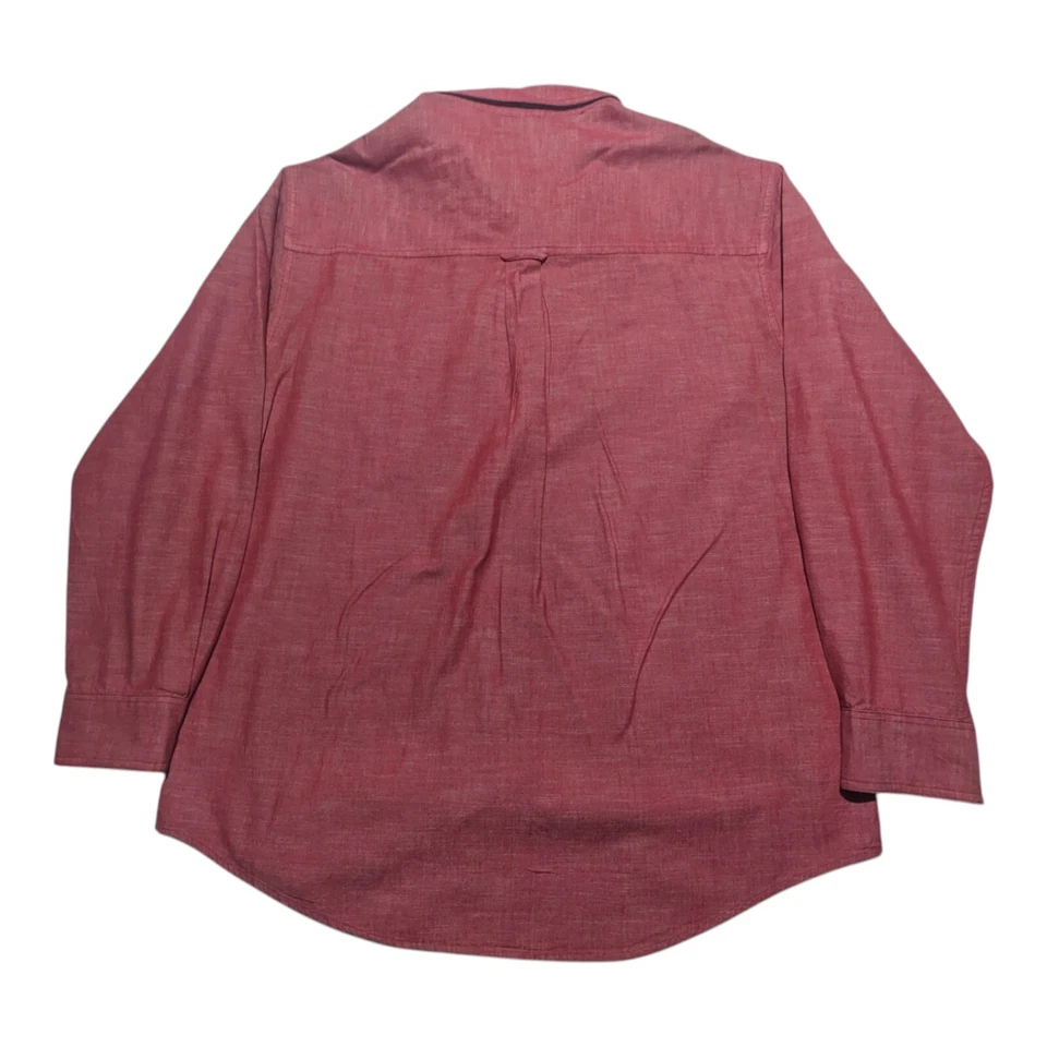 Chaps Ralph Lauren Shirt Mens L Button Down Heather Red Denim Chambray EUC - Image 3 of 4