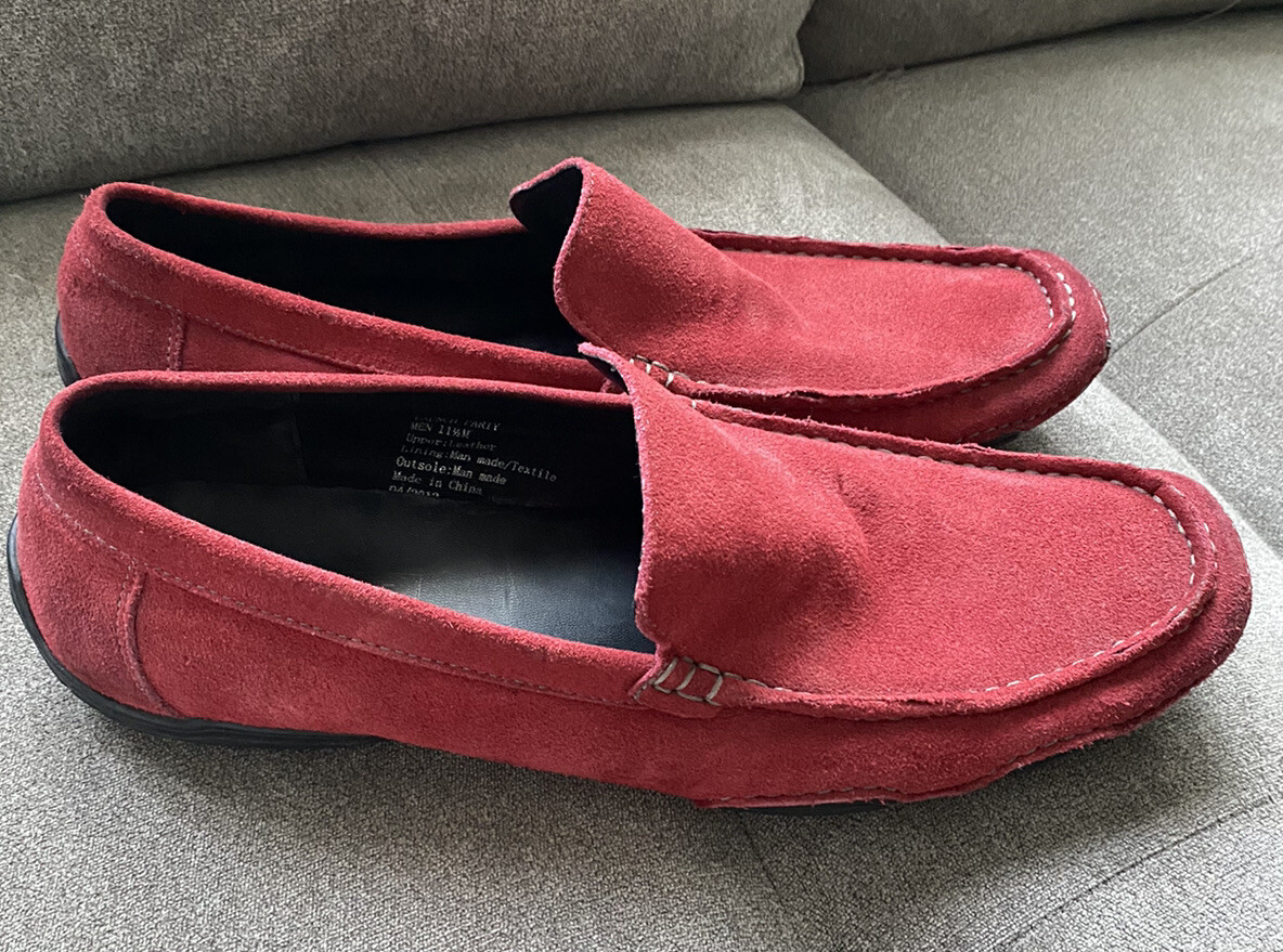 Kenneth Cole Reaction men’s red Suede Launch Party loafers 11.5