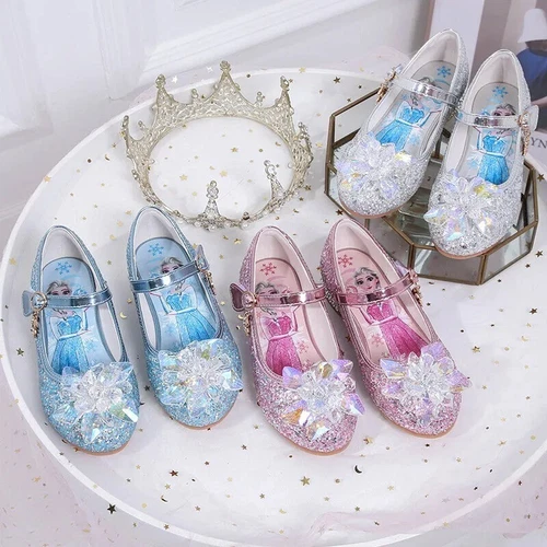 Kids Girls Ice Queen Princess Party Sequins Crystal Glitter Fancy Dress Sandals - Picture 3 of 31