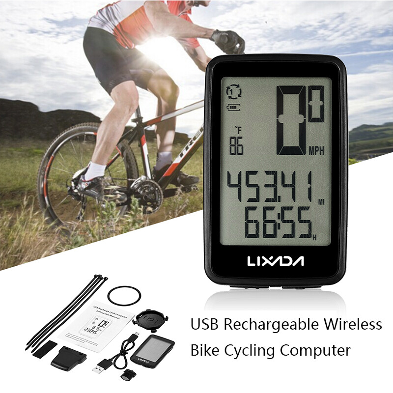 Lixada Wireless Bike Cycling Computer USB Rechargeable Bicycle