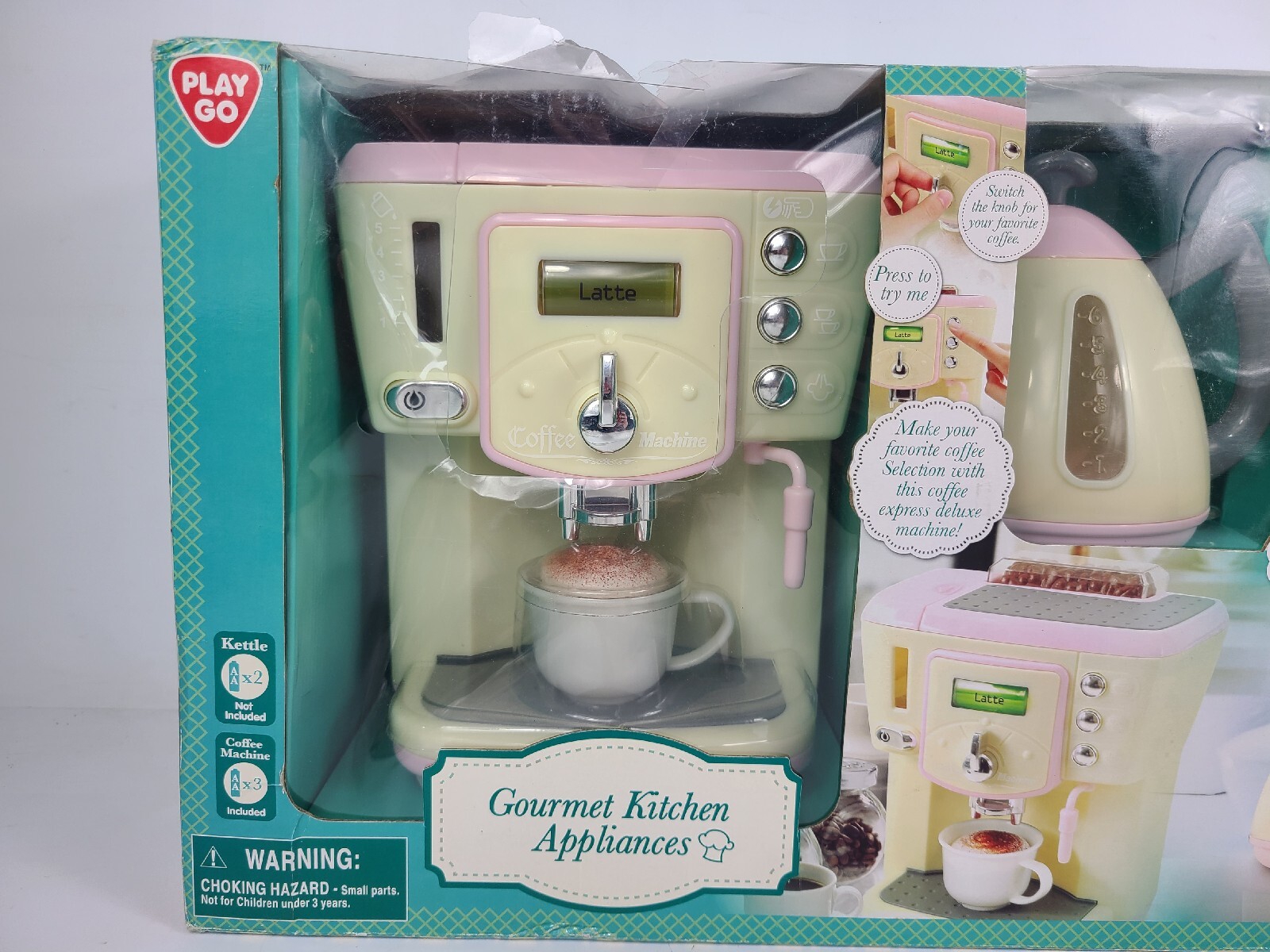 (NEW) Play Go Gourmet Kitchen Appliances Kids Blue Coffee Pot, Maker