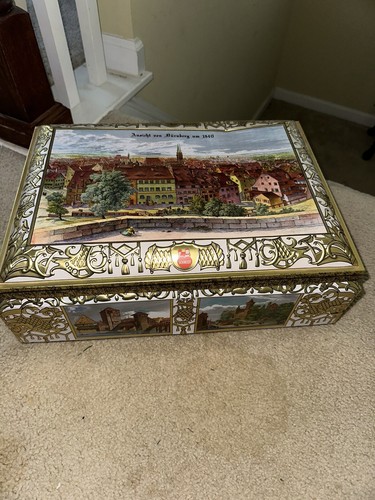 Vintage Hinged Biscuit Cookie Tin Box ~ E. Otto Schmidt ~ Nurnberg Germany 1999