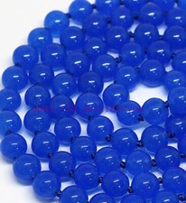 Long 16 - 48" 6mm 8mm 10mm Blue Sapphire Gemstones Round Beads Necklace AAA