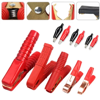 MARKENLOS 2X Krokodile Clips Alligator Blamps Batterie Elektrische Test Isulaté 50A /