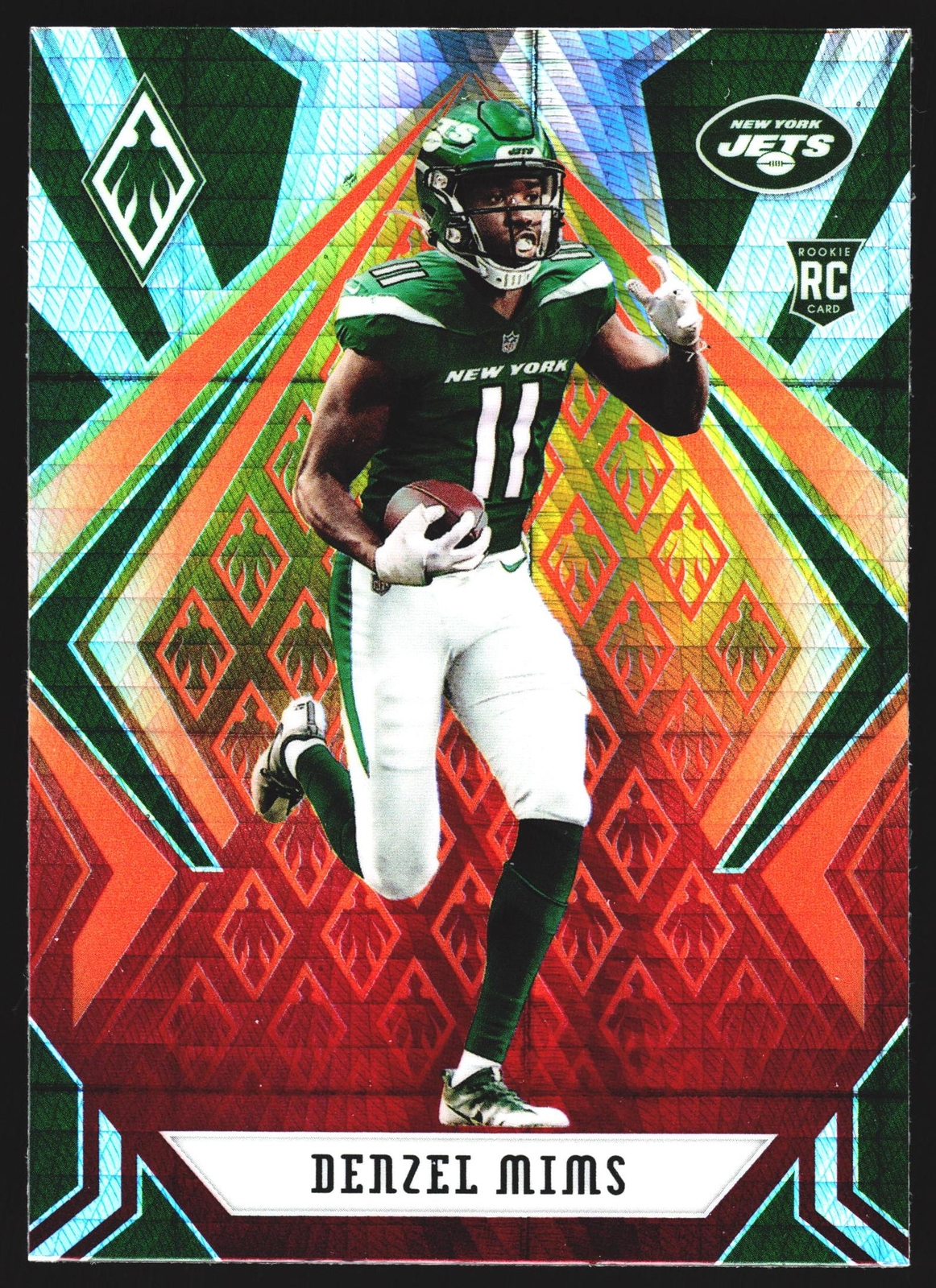 Denzel Mims rookie 2020 Panini Phoenix Fire Burst RC New York Jets NFL Football