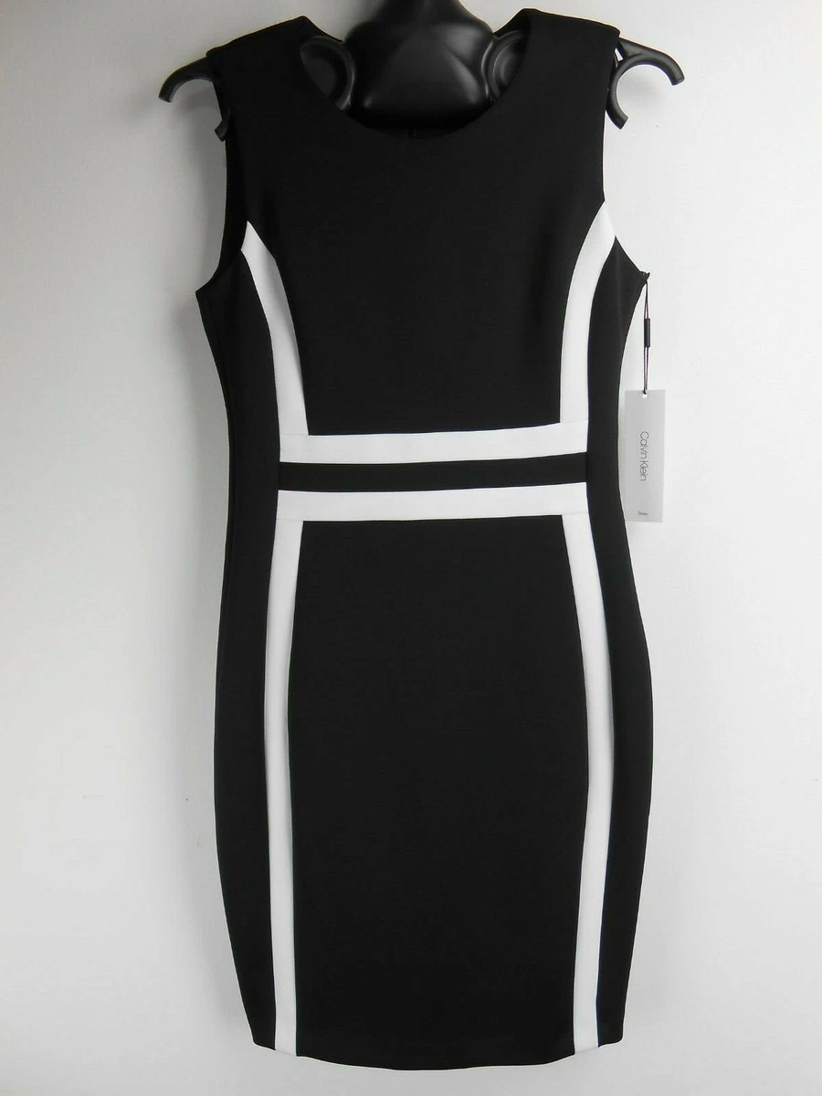 Calvin klein black and white sheath dress outlet