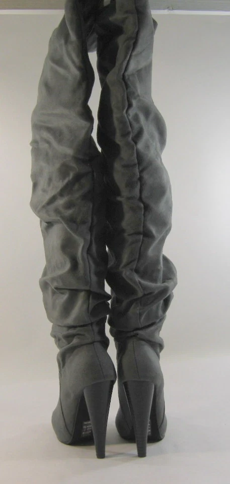 Nuevas botas de tacón alto por encima de la rodilla Michael Antonio grises de 5" para mujer talla 6 Foto 3 de 4