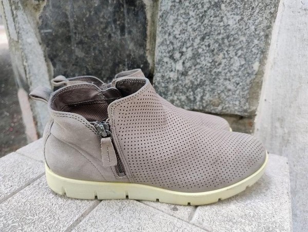 Women Ecco Boots Grey Leather 40 #3PZK