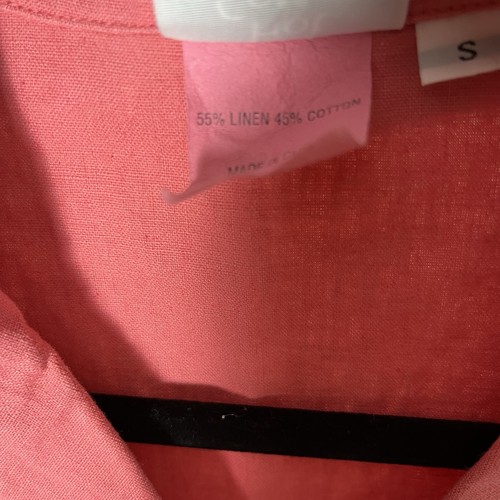 Hot Cotton Petite Pants Shirt Blouse Set Pink Sz Small SP Linen Blend EUC - Picture 4 of 9