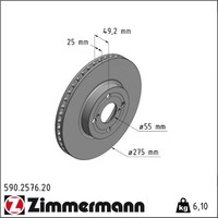 2X Zimmermann 590.2576.20 Bremsscheibe FüR Toyota Corolla E11 E12