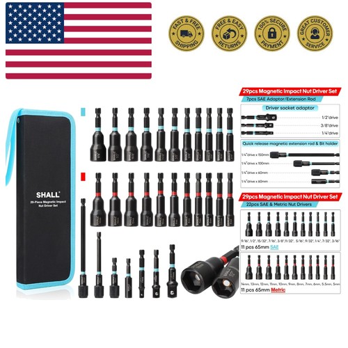 39Pcs Agnetic Nut Driver Set For Ipact Drill, Etric & SAE ... - Shein - View #7