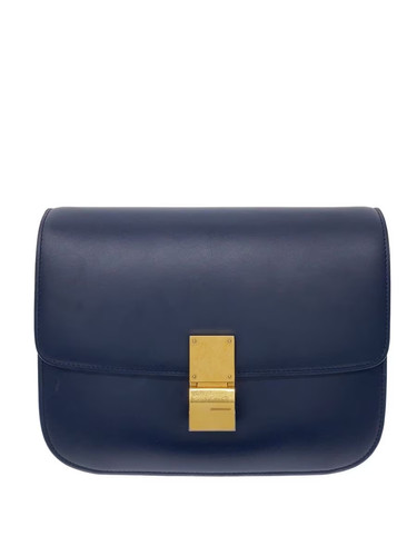 Celine Classic Box Shoulder Bag Leather NVY Unisex #SSB13362