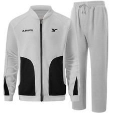 Mens 2 Piece Tracksuits Outfits Casual Full-Zip Jacket  Jogger Sweatpants Se...