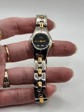 Vintage Ladies ESQ Swiss Quartz Stainless Steel Gold Tone Wristwatch