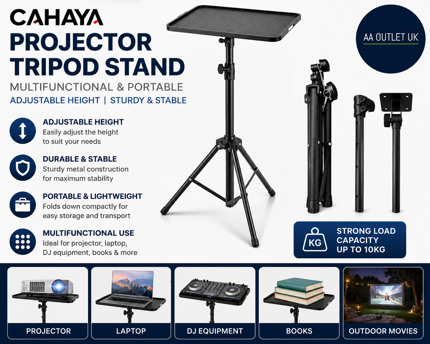 Cahaya CY0331 Projector Tripod Stand Laptop Stand Portable Multifunctional