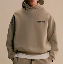 Fear Of God Essentials FW24 'Authentic' Fleece Hoodie  Desert Sand Size 2XL 