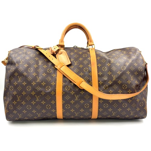 Louis Vuitton Keepall Bandouliere 60 Monogram Bag Women Brown One Size