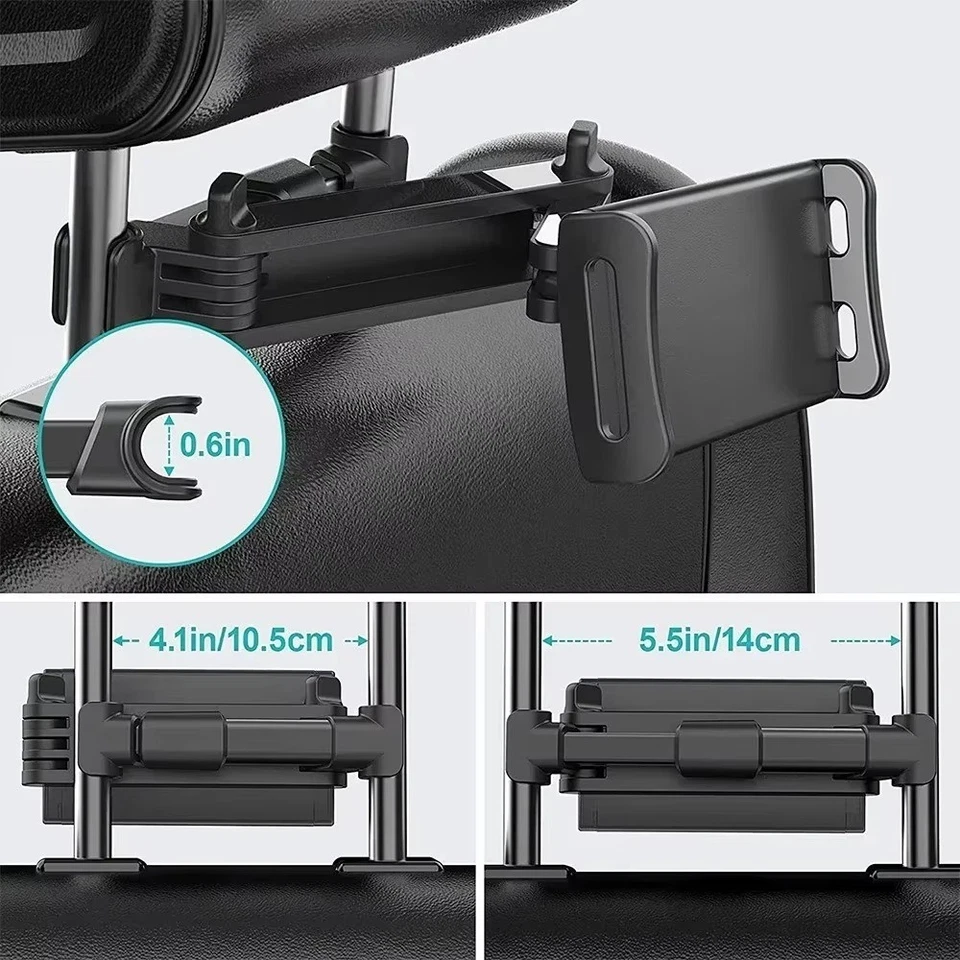 Car Back Seat Headrest Mount Tablet Holder Universal for iPad iPhone Phones GPS - Image 3 of 4
