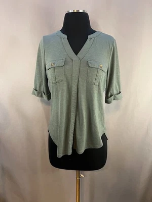 Sonoma Womens S Utility Blouse Soft Minimalist Quiet Luxury Roll Tab | Boho - Image 1 of 4