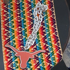 Silver Longhorn Western Belt Buckle w/ Chain Accent - Men's Metal Hardware