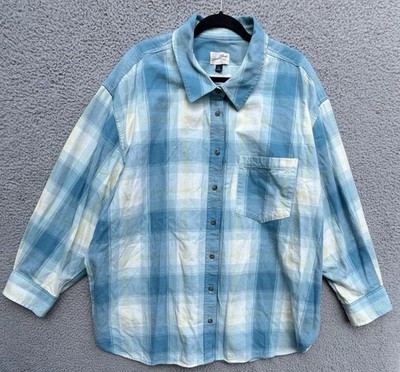 Universal Thread Flannel Shirt Button Down  Oversized Fit Womens 2X Plaid Read