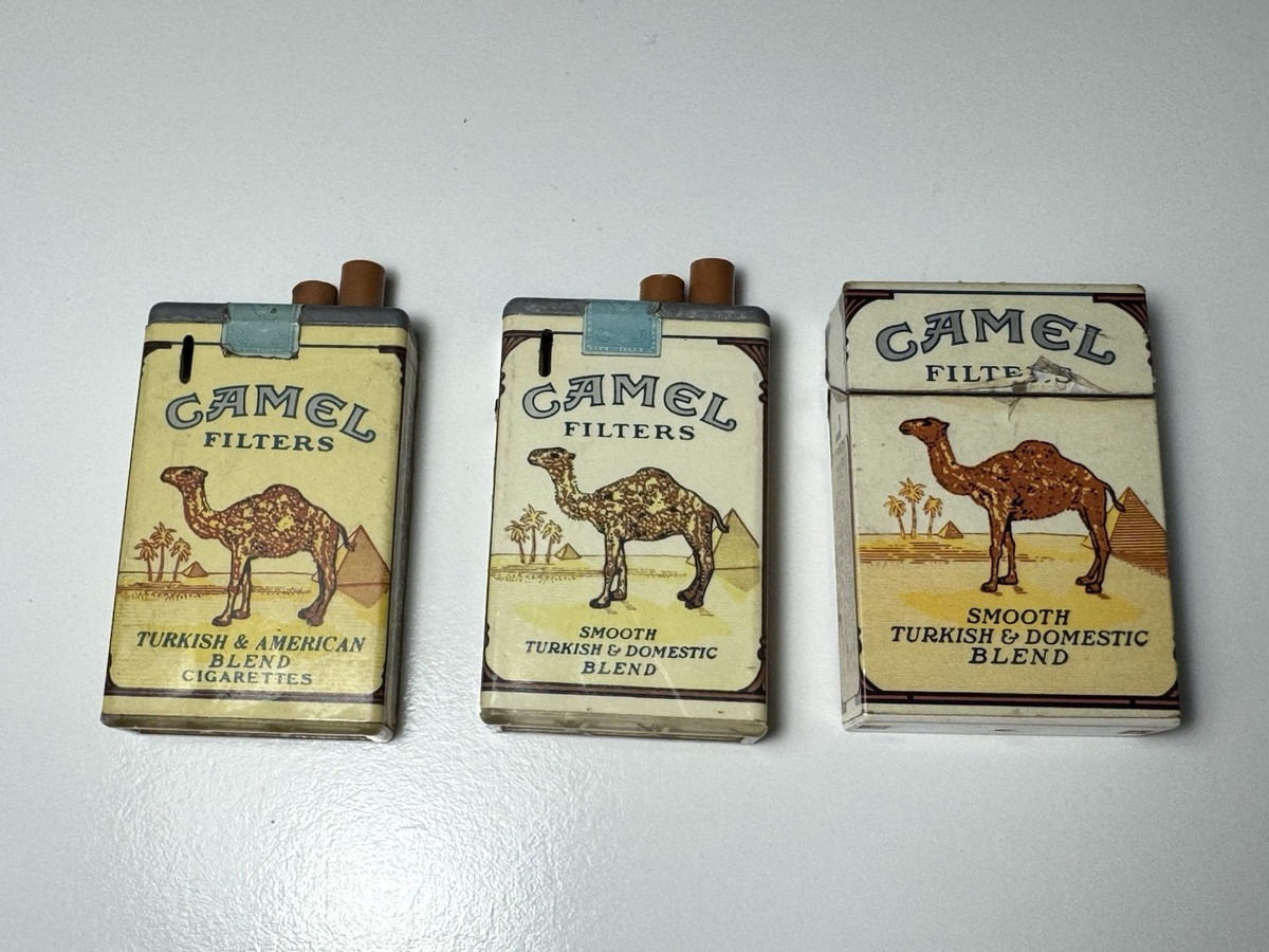 Novelty Set Of 3 Camel Cigarette-Shaped Butane Lighters & Vintage