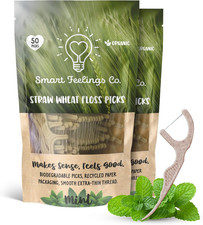 Biodegradable Dental Floss Picks 100 Count 2 Packs Eco-Friendly Bamboo Like St