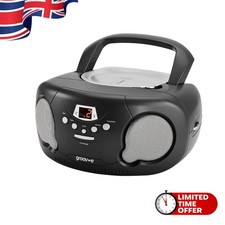 Dual-Power Groov-e Boombox: Bluetooth CD Player with LED Display & Aux Port