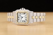CARTIER SANTOS CARREE 2961 29MM WHITE ROMAN DIAL 18K YELLOW GOLD STEEL WATCH 2